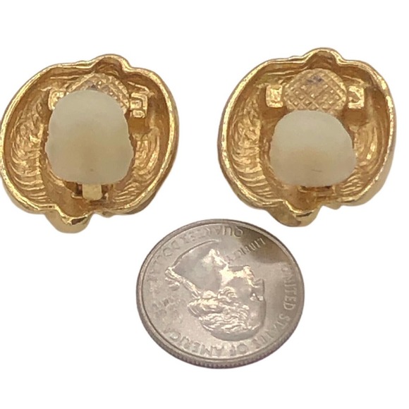 St John Clip On Earrings Gold Tone Chunky Huge Puffy Statement 1980s Jewelry - Picture 5 of 8